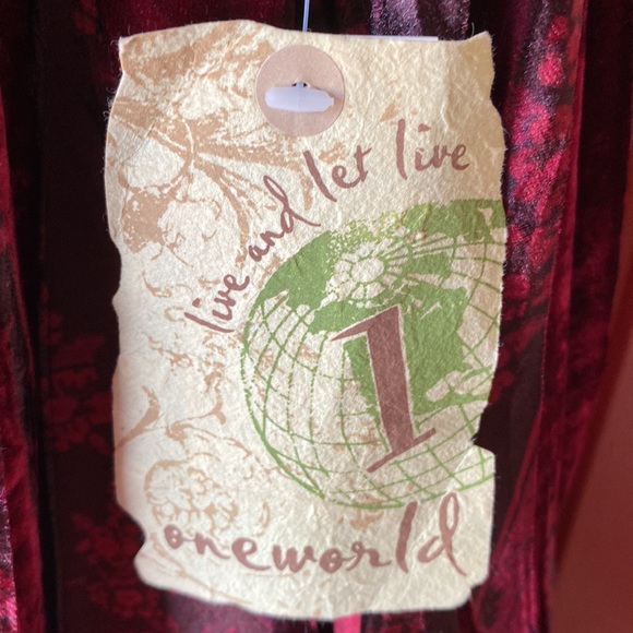 One World Jacket Duster- NWT Size Small burgundy/black BOHO velour/velvet - Picture 5 of 8